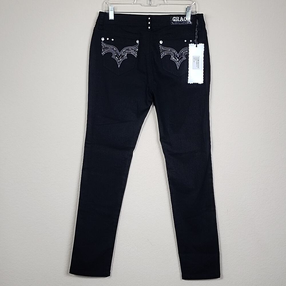 NWT $89 Grace In LA Black Size 29 Gothic Jeans